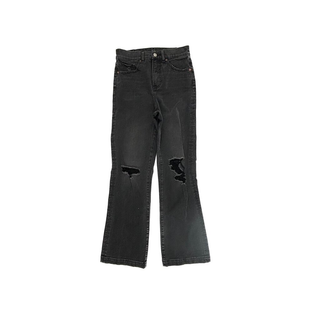 Express 90's Boot High Rise Distressed Women's size 0P Black Denim Jeans‎